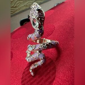 Silver and Purple Snake Ring